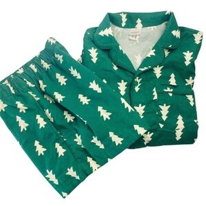 HANNA ANDERSSON 100% Cotton Flannel Pajama Set Long Sleeve Top & Shorts Size XS